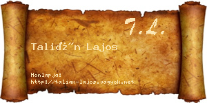 Talián Lajos névjegykártya